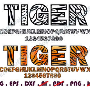 Tiger Font SVG: Animal Alphabet, Numbers (Digital Download)