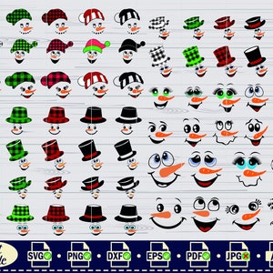 Sneeuwpop Svg bundel #2, kerst sneeuwpop Svg, sneeuwpop gezicht bundel Svg, kerst Svg, Marry Christmas Svg, winter Svg, Instant Download, Vector