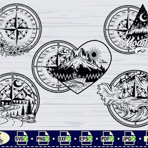 Compass SVG,#3, Nautical Compass , Landscape Compass clipart, Scenic Compass Files for Cricut, Cut Files For Silhouette, Dxf, Png,Eps,Vector
