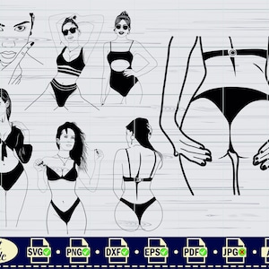 Pode incluir: Um download digital de seis ilustra&ccedil;&otilde;es em preto e branco de mulheres em v&aacute;rias poses de mai&ocirc;. As ilustra&ccedil;&otilde;es s&atilde;o em um estilo simples e minimalista.