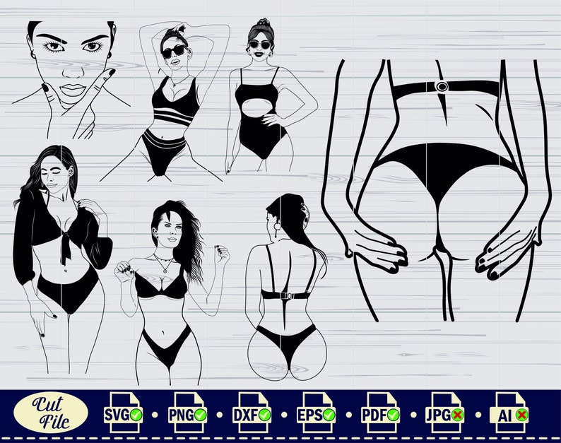 Pode incluir: Um download digital de seis ilustra&ccedil;&otilde;es em preto e branco de mulheres em v&aacute;rias poses de mai&ocirc;. As ilustra&ccedil;&otilde;es s&atilde;o em um estilo simples e minimalista.