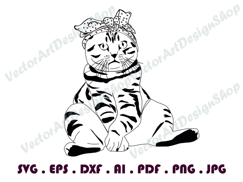 Cat With Bandana 5 SVG Cat SVG File Cat Cut File Cat With Etsy