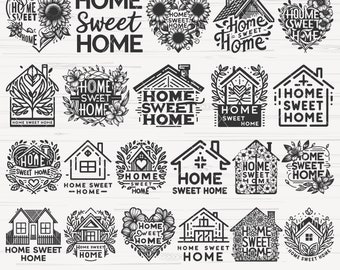 Home Sweet Home SVG Bundle: House Clipart (digital Download) - Etsy