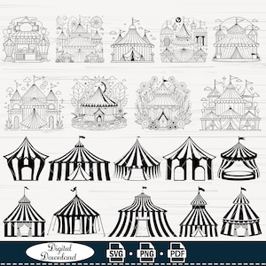 Chapiteau de cirque SVG, #2, Svg de chapiteau de cirque, clipart chapiteau de cirque, chapiteau de cirque fichiers pour Cricut, chapiteau de cirque coupé fichiers pour silhouette, Pdf, Png, svg