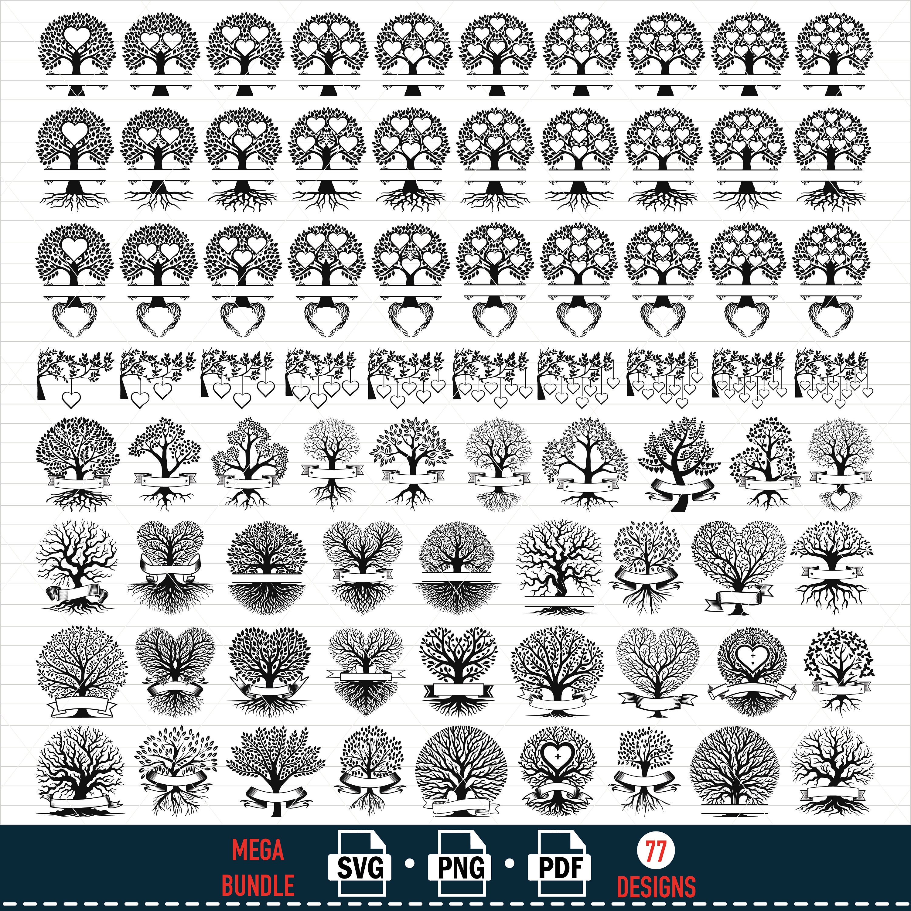 Tree of Life SVG Bundle: Family Tree Cut Files (commercial Use) - Etsy