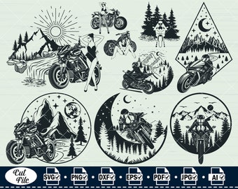 Woman Riding Motorcycle SVG: Clipart Cut Files (Digital Download)