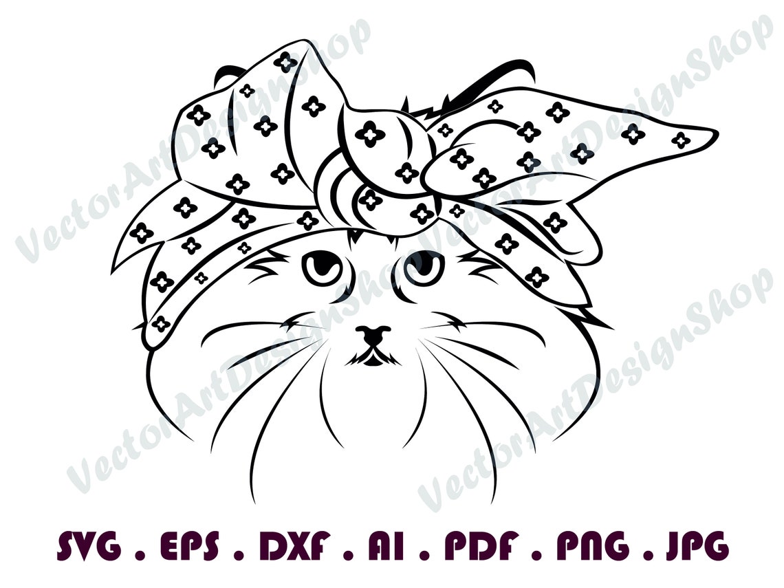 Cat With Bandana 5 SVG Cat SVG File Cat Cut File Cat With Etsy