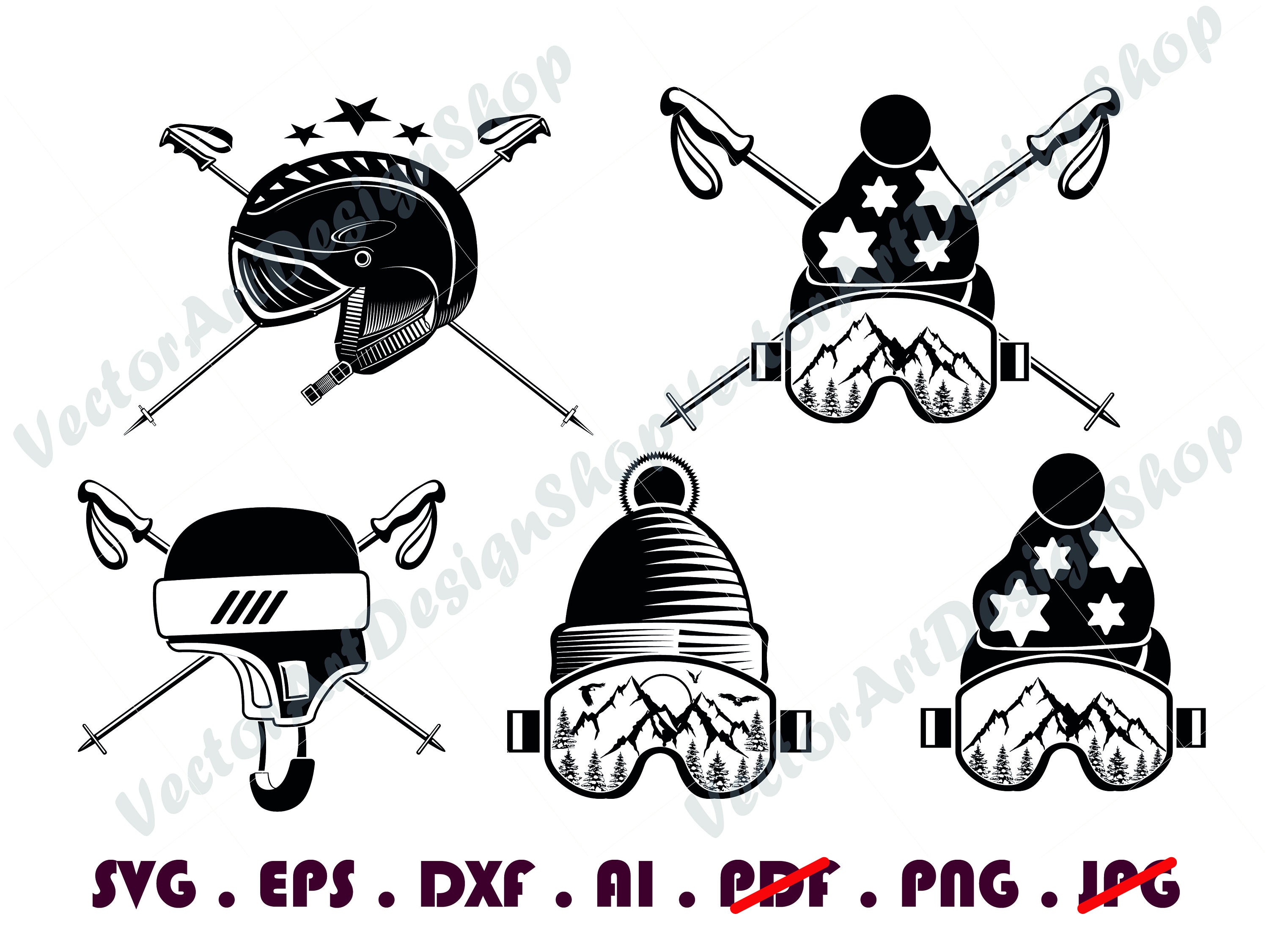 Skiing SVG 3 Ski Svg Ski Helmet Svg Ski Goggles Svg Ski Etsy UK