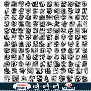 Skunk SVG-bundel, Skunk-ontwerpen, gesneden bestand, schattige Skunk-clipart, dieren in het wild dier Skunk PNG, Skunk Vectorkunst, Instant Download, Cricut-bestanden, Instant Download