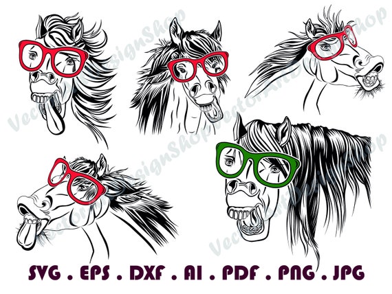 Horse 19 With Glasses Svg, Funny Laughing Horses Svg Cut File for Cricut  Cute Horse Animal Svg Clipart Eps Png Jpg Vector, Instant Download - Etsy