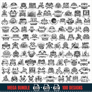Lumberjack Logo SVG MEGA Bundle,#1, Axe Logo Svg, Wood svg, Lumberjack SVG, Axe Clipart, Axe Files for Cricut, Axe Cut Files For Silhouette,