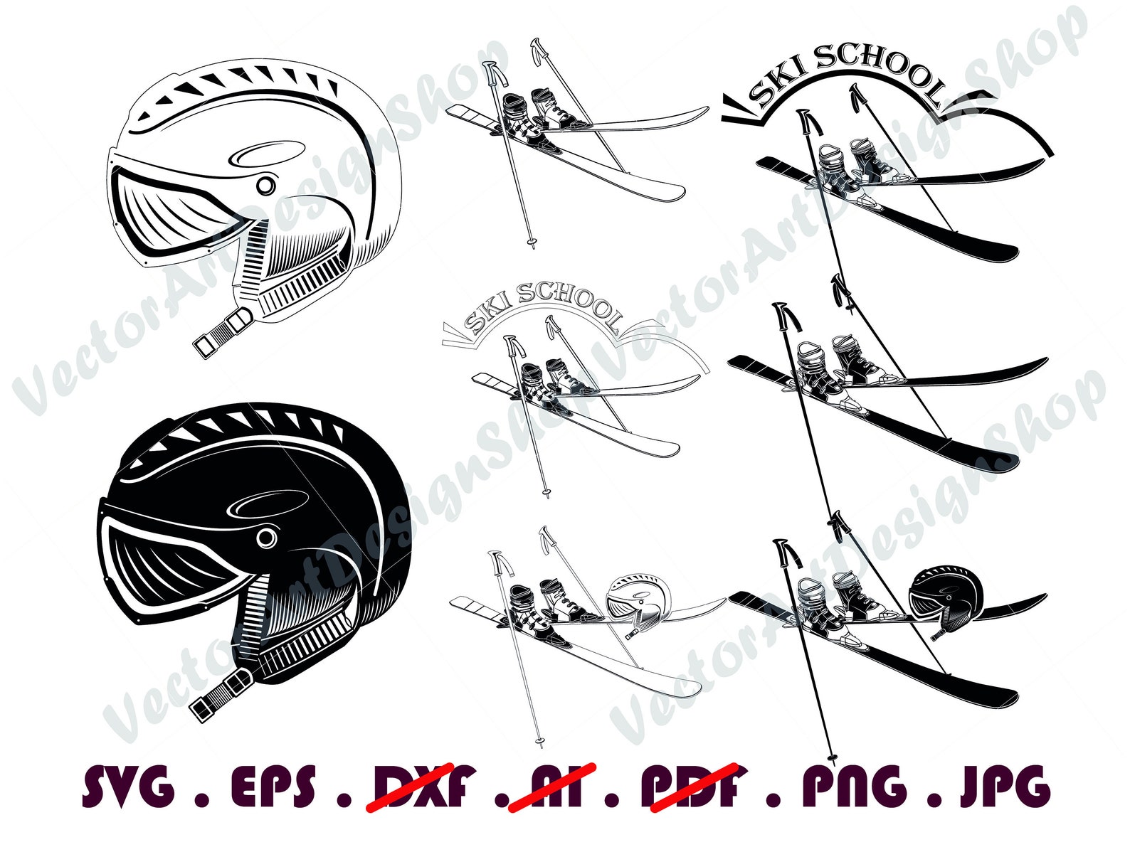 Skiing SVG 2 Ski Svg Ski Helmet Svg Ski Goggles Svg Ski Etsy