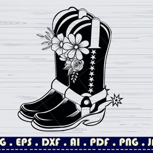 Cowboy Boots SVG File 5 Cowboy Boots With Sunflowers SVG - Etsy