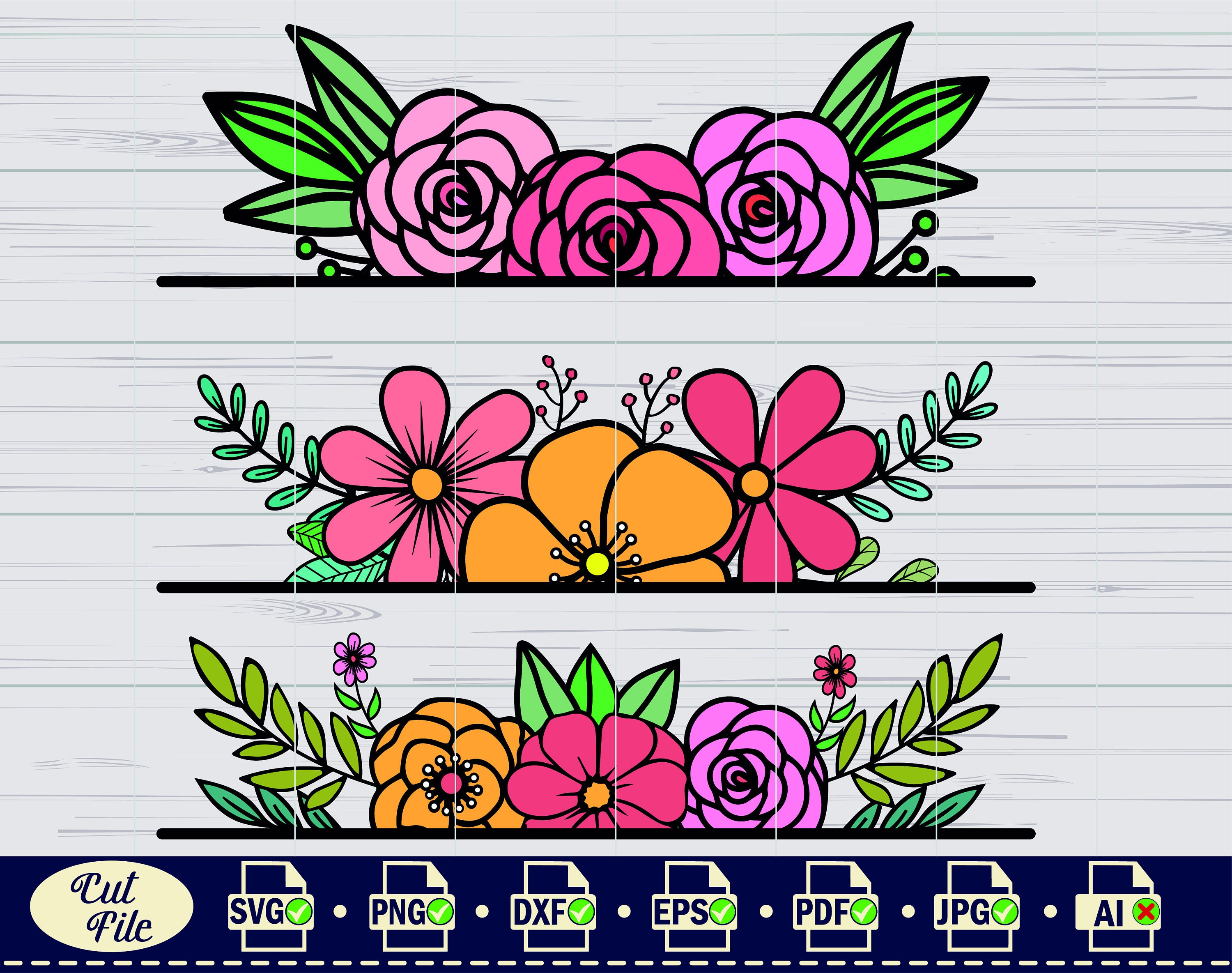 Floral Border SVG3 Flower Border SVG Floral Svg Flower - Etsy