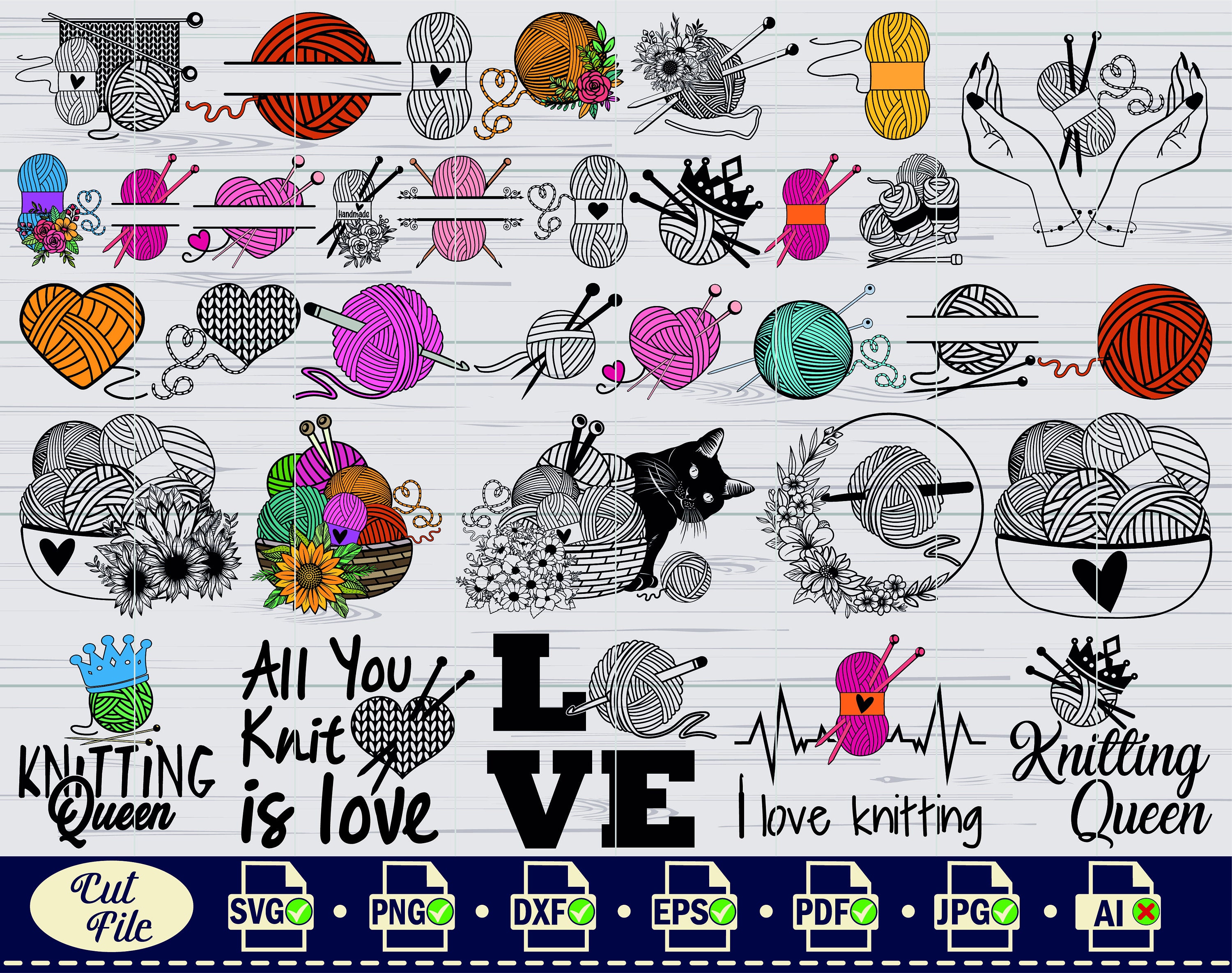 Floral Knitting Yarn Ball Clipart Graphic by AnastasiyaArtDesign