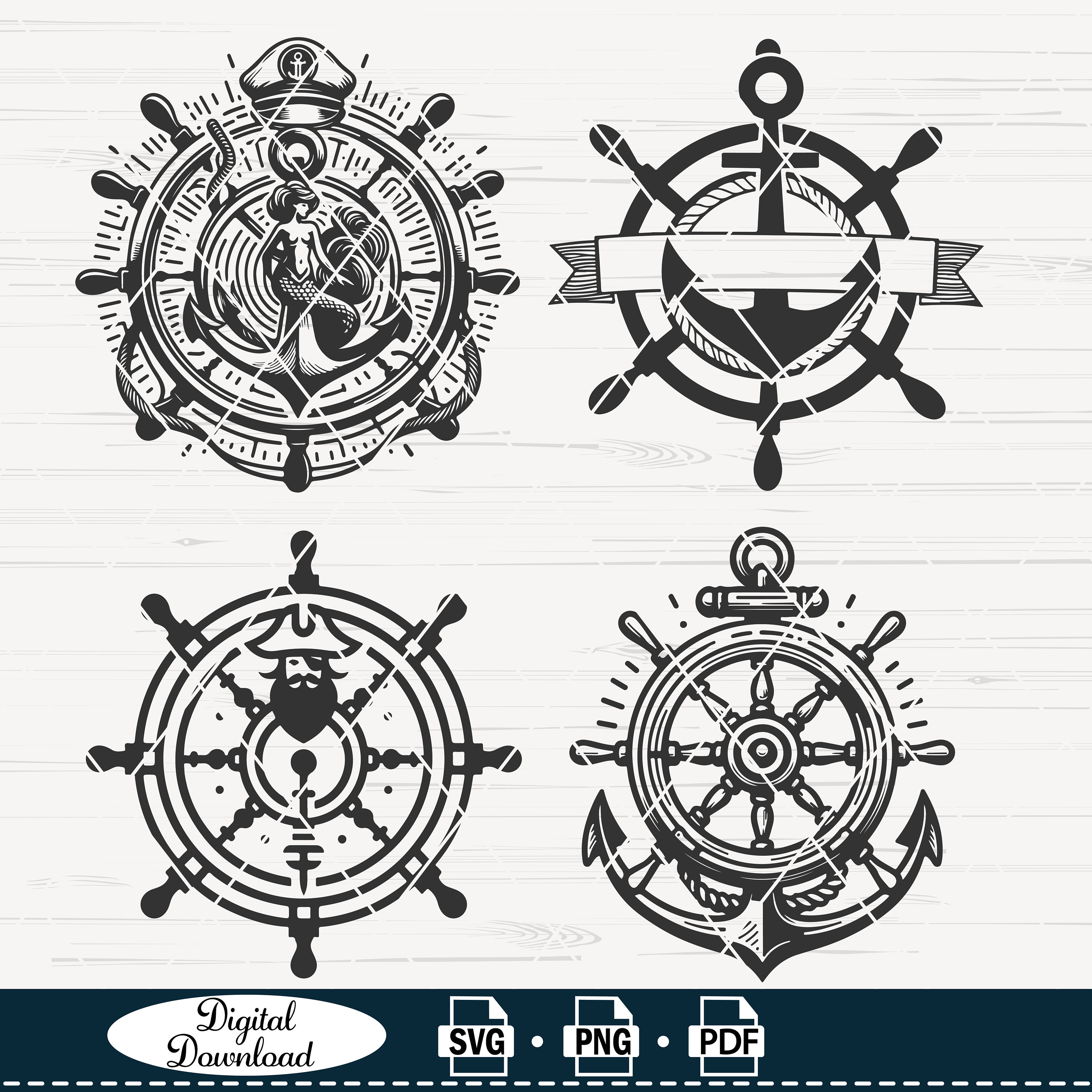 Svg Rounds Nautical Nautical Ships Wheel SVG Bundle: Cricut & Silhouette Cut Files (digital ...