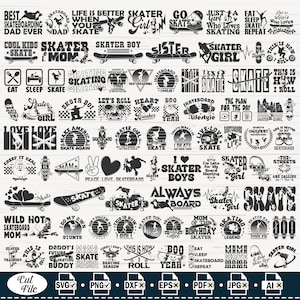 Skateboard SVG Mega Bundle: Skater Clipart Graphics (Digital Download)