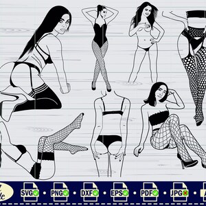 Desenho de corpo feminino sexy em estilo SVG, clipart, arquivo de corte (arquivo digital) imagem 3