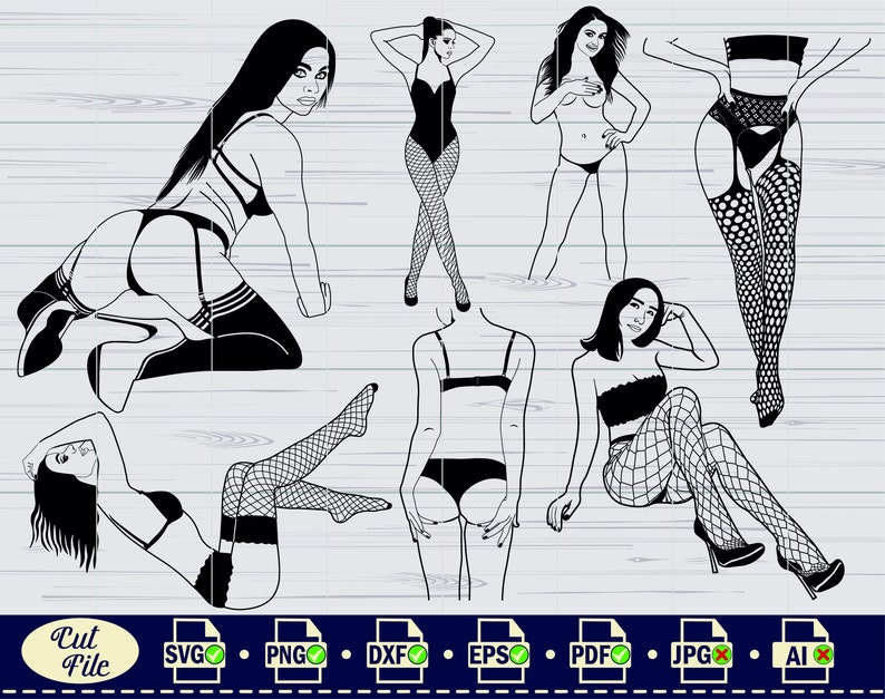 Desenho de corpo feminino sexy em estilo SVG, clipart, arquivo de corte (arquivo digital) imagem 3