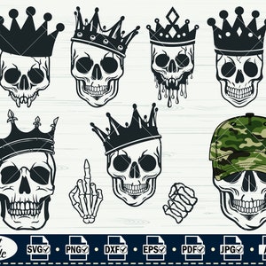 King Skull SVG Cut File, Soldier Skull Svg, King Skull Clipart, Skull Files for Cricut, For Silhouette, Dxf, Png, Vector, Instant Download