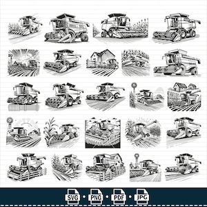 Combine Harvester SVG: Farm Vehicle Clipart (Digital Files)
