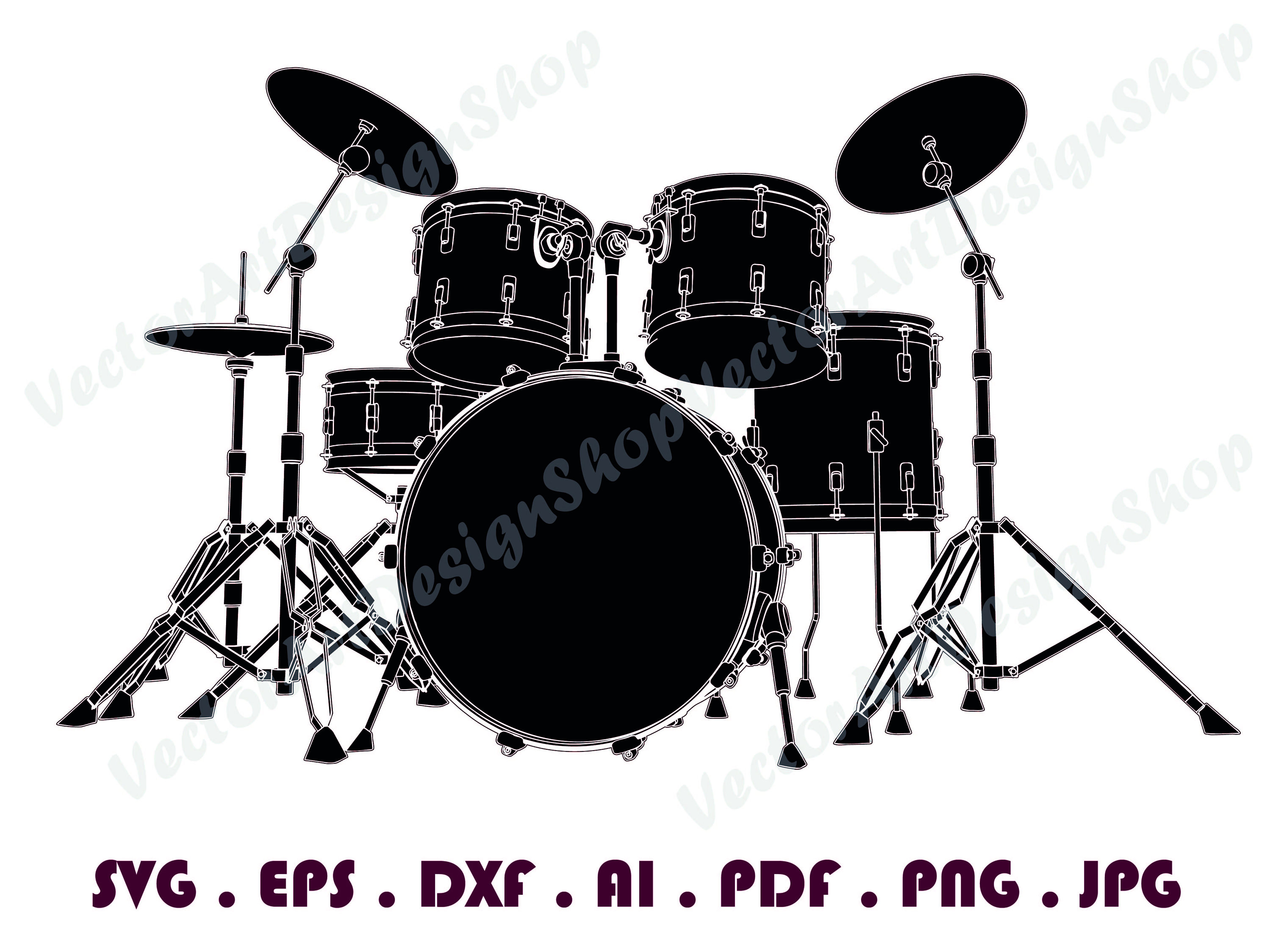 Drummer Silhouette Drummer Clipart Drummer SVG Bundle Drummer Cut File