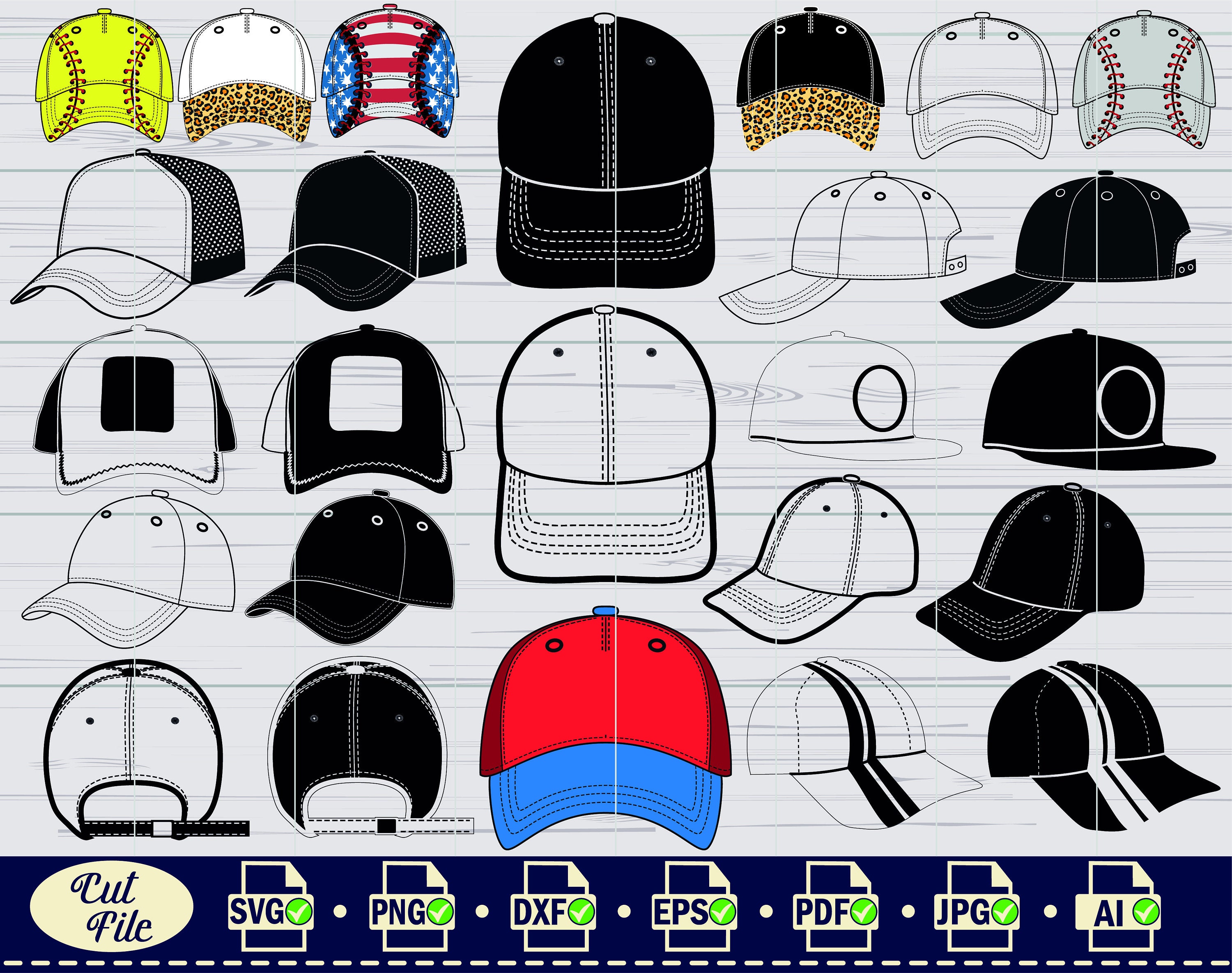 Baseball Cap SVG 4 Baseball Cap SVG Hat Svg Baseball Cap Etsy