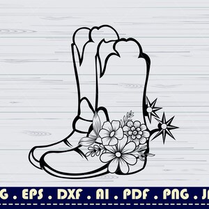 Cowboy Boots SVG File 5 Cowboy Boots With Sunflowers SVG - Etsy