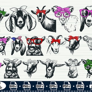 GOAT Svg,#4, Goat with bandana svg, free cuts for cricut, Goat vector, Goat silhouette, Goat Png, head, Goat face, Farm svg template clipart