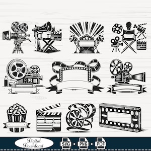 Movie SVG, Film SVG, Camera Svg, Clapper Board Clipart, Movie Files for ...