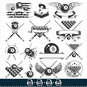 Billiards SVG Bundle: Snooker, Pool Clip Art (Digital Download)