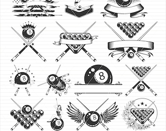 Paquete SVG de billar: imágenes prediseñadas de snooker y pool (descarga digital)