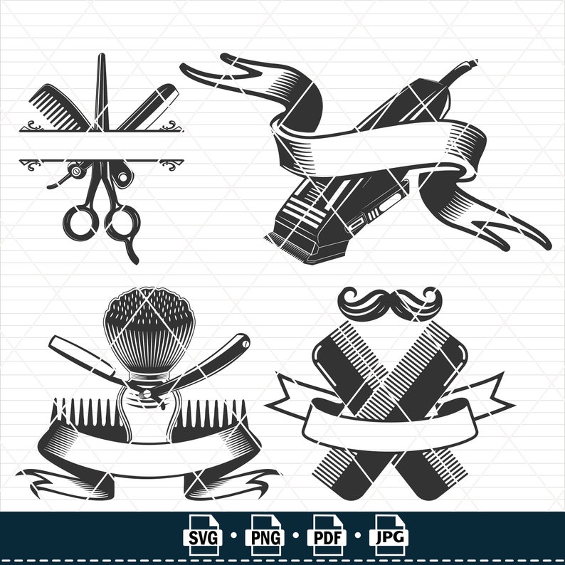 Barber SVG Bundle: Barbershop Tools Clipart (digital Files) - Etsy