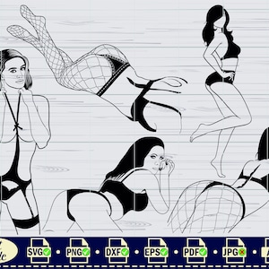 Desenho de corpo feminino sexy em estilo SVG, clipart, arquivo de corte (arquivo digital) imagem 5