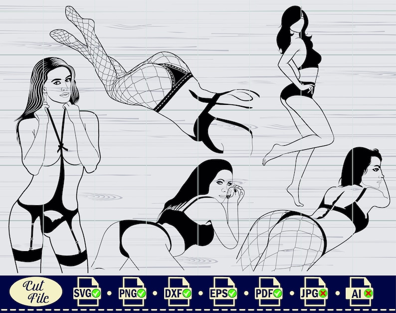 Desenho de corpo feminino sexy em estilo SVG, clipart, arquivo de corte (arquivo digital) imagem 5