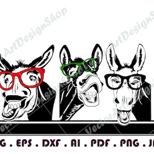 Donkey Svg Files for Cricut 2, Funny Peeking Face Head Vector, Clipart ...