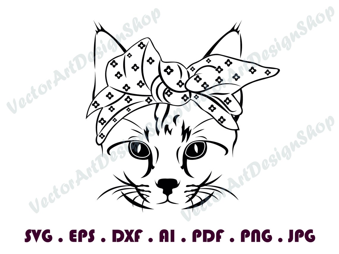 Cat With Bandana 5 SVG Cat SVG File Cat Cut File Cat With Etsy