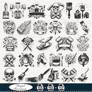 Pincel goteando SVG, Monograma de pincel de pintura svg, Pintura SVG, Clipart de pincel de pintura, Archivos para Cricut, Archivos de corte para Silhouette, vector