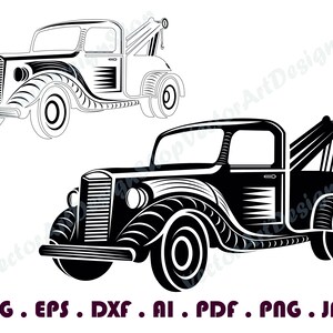 Tow Truck Svg Tow Truck Cut Files For Silhouette Png Tow Truck Clipart Eps Dxf Tow Truck Files for Cricut Tow Truck Outline #2 SVG