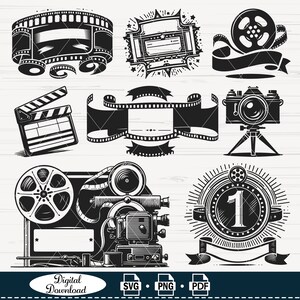Movie SVG, Film SVG, Camera Svg, Clapper Board Clipart, Movie Files for ...