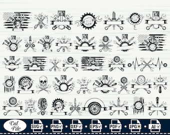 Mechanic Logo SVG Mega Bundle: Auto Repair Clipart (Digital Files)