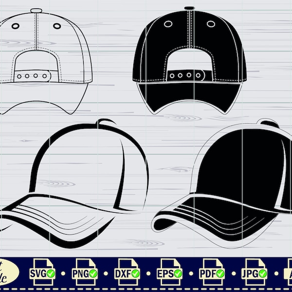 Baseball Cap SVG #3, Baseball Cap SVG, Hat Svg, Baseball Cap Clipart, Baseball Cap Files for Cricut, Cut Files For Silhouette, Dxf, Png, Eps