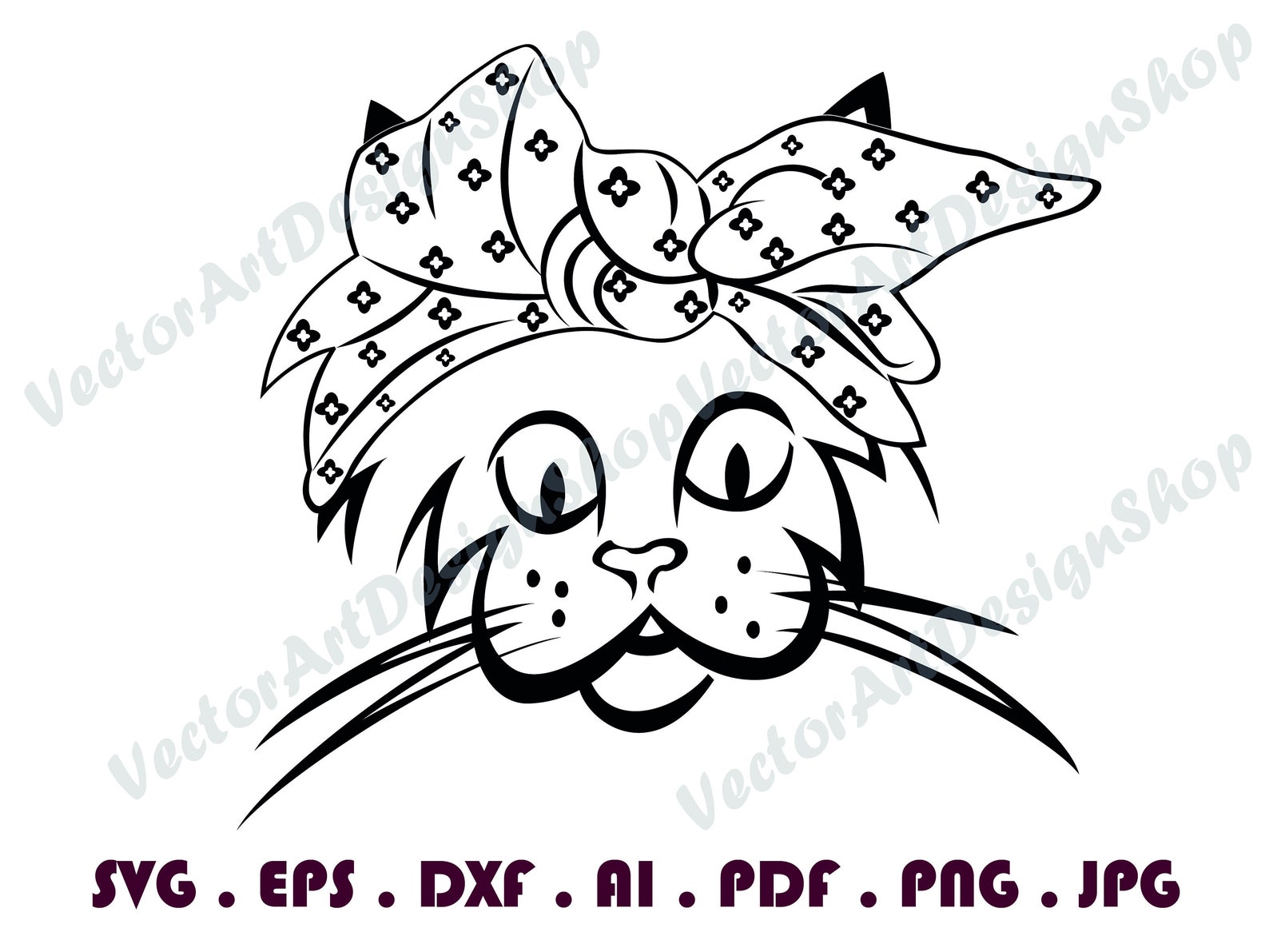 Cat With Bandana 5 SVG Cat SVG File Cat Cut File Cat With Etsy
