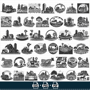 Boerderij SVG, boerderij SVG, clipart, boerderij gesneden bestanden voor silhouet, boerderij bestanden voor Cricut, Vector, boerderij schuur Svg, Png, boerderij ontwerp, pdf