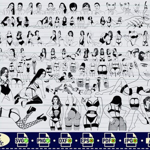 Cuerpo de mujer sexy SVG, n.° 1, arte lineal del cuerpo de una niña, cuerpo de mujer SVG, cuerpo femenino svg, archivo de corte para Cricut, clipart, silueta, descarga instantánea, PNG