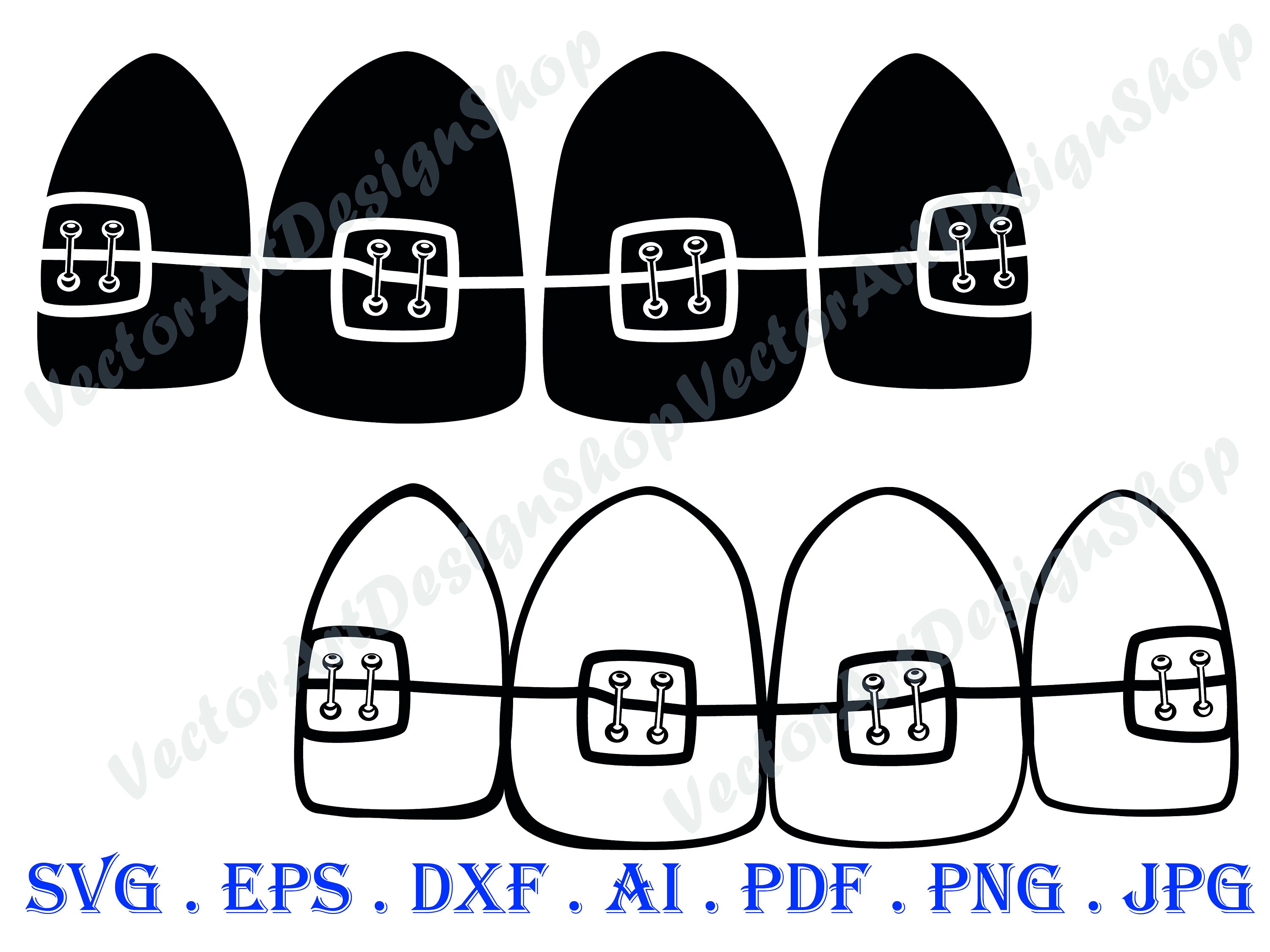 Teeth Braces 1 SVG Tooth Svg Dentist Svg Teeth Clipart | Etsy