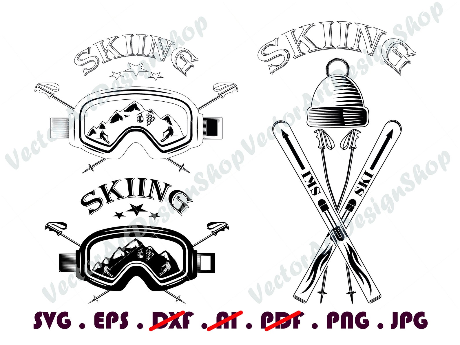 Skiing SVG 2 Ski Svg Ski Helmet Svg Ski Goggles Svg Ski Etsy