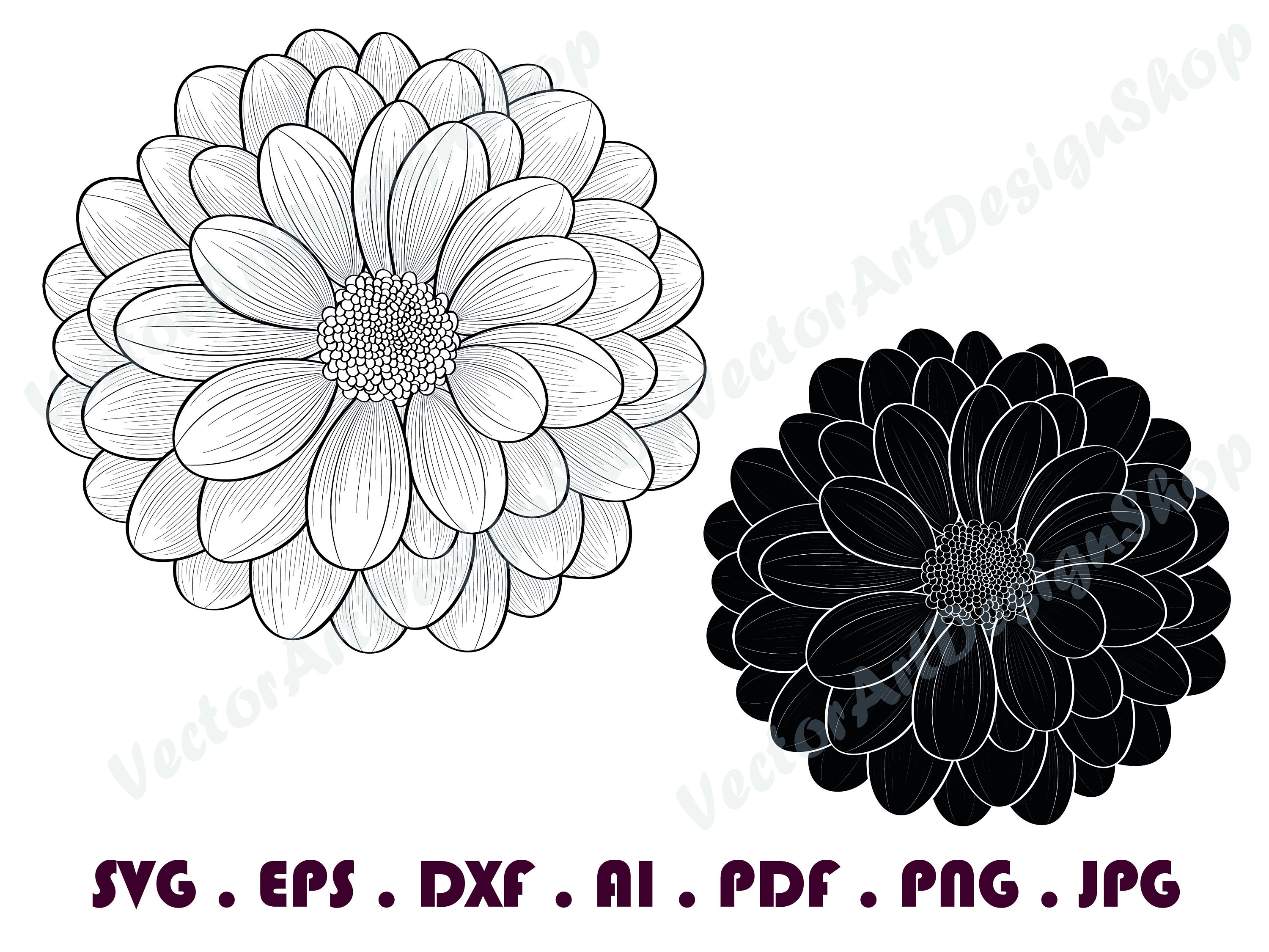 Dahlia Flower 1 SVG Flower SVG Dahlia Flower Clipart | Etsy
