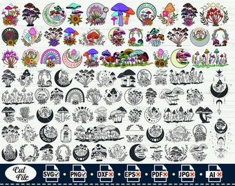 Mushroom SVG Bundle: Crystal, Magic, Boho Clipart (Digital Download)
