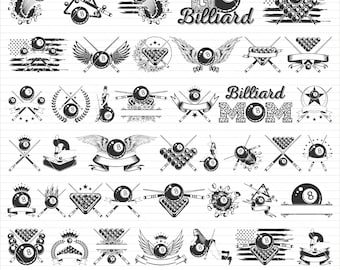 Mega paquete SVG de billar: imágenes prediseñadas de snooker y pool (41 diseños) (descarga digital)
